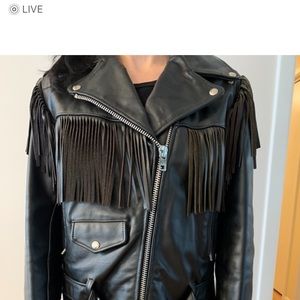 Leather Fringe Moto Jacket